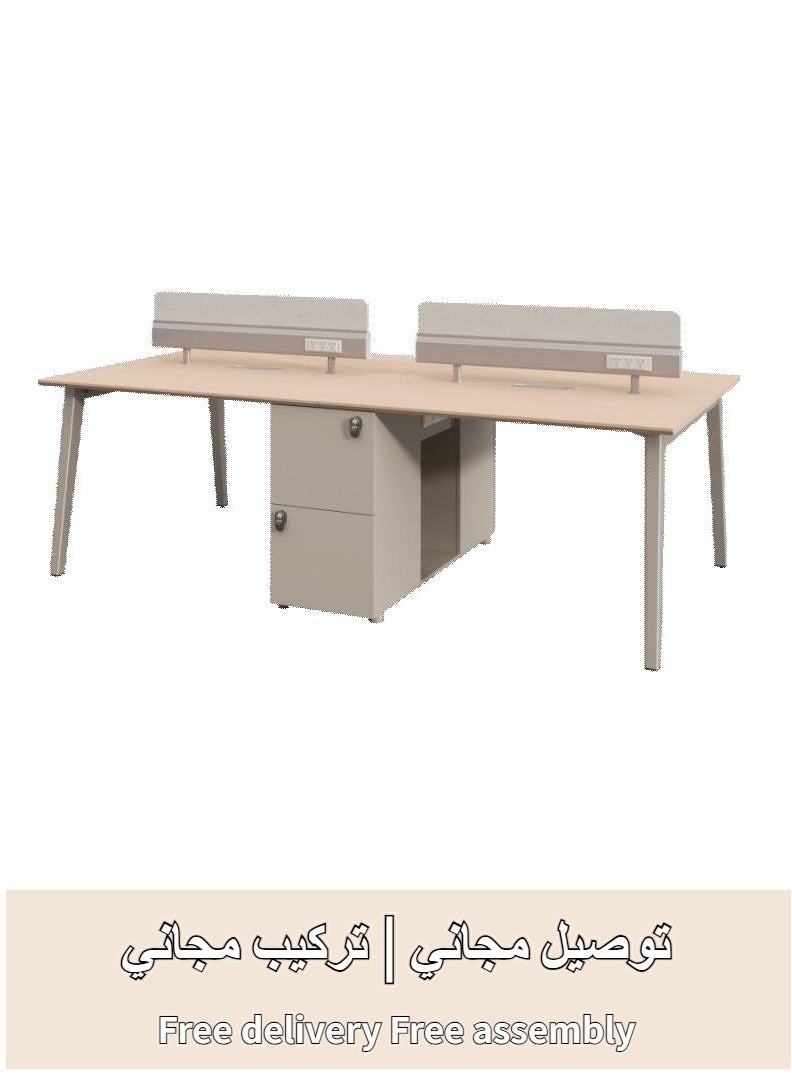 أدين طقم مكتب وكرسي عصري لأربعة أشخاص، محطة عمل للموظفين، تصميم بسيط وحديث - Image 1